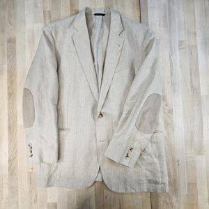 Brooks Brothers 1818 Blazer 48L Beige Linen 1/2 Lined Madison Baird McNutt